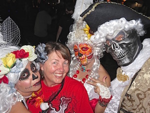 Karen vamps with the dead prior to marching in the parade.